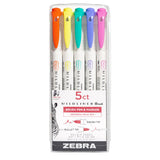 Zebra - Mildliner Brush Rotulador Pincel | Pack de 5 | Refresh Mild Set