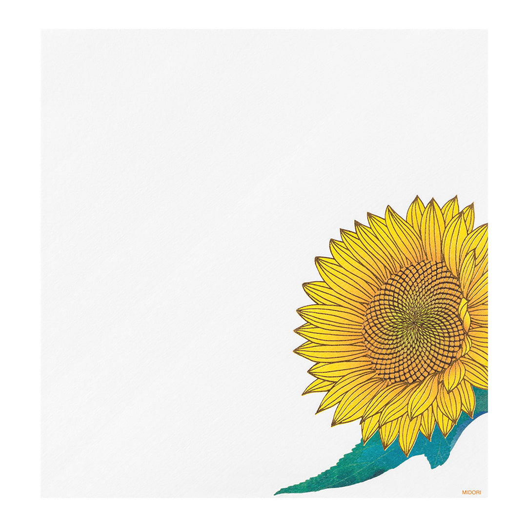 Midori - Bloc de papel para cartas  Florales Kami Foil-Stamping | Sunflower