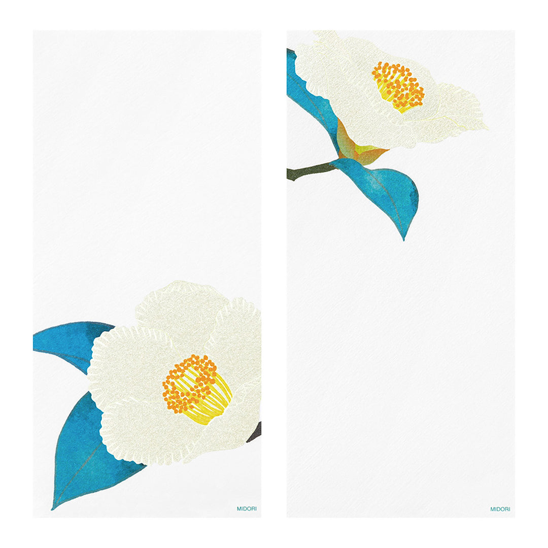 Midori - Bloc de papel para cartas  Florales Kami  Silk-Printing | Japanese Stewartia
