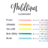 Zebra - Mildliner Pastel | Set de 5 Subrayadores | Fluorescent