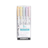 Zebra - Mildliner Pastel | Set de 5 Subrayadores | Gentle