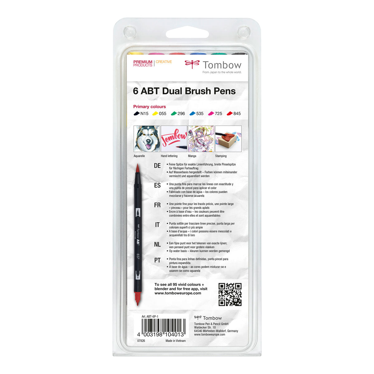 Set de 6 Rotuladores ABT Dual Brush | Colores Primarios, Rotuladores, Tombow - Likely.es