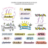 Midori - Paintable Rotating Stamp 12 Months - Sello de 12 meses