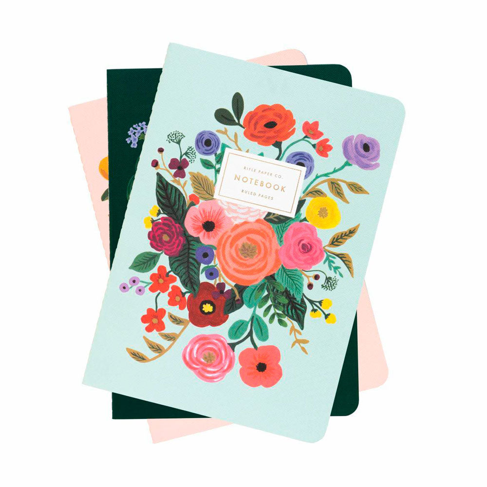 Rifle Paper Co.- Rifle Paper Co. - Stitched Notebooks Set de 3 Cuadernos | Hojas con Líneas | Garden Party, Cuadernos- Likely.es