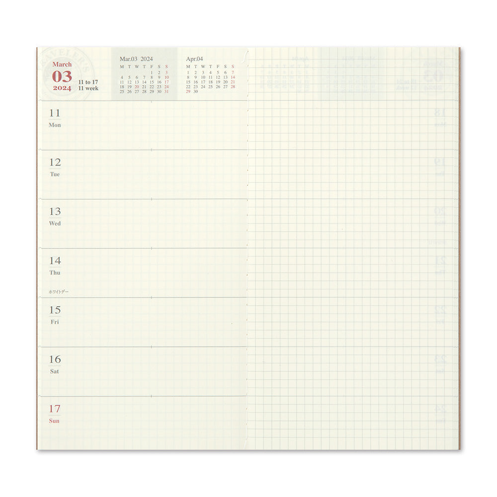Traveler's Company - TRAVELER'S notebook Diary 2024  Ene-Dic | Regular Size | Agenda Semanal y Notas