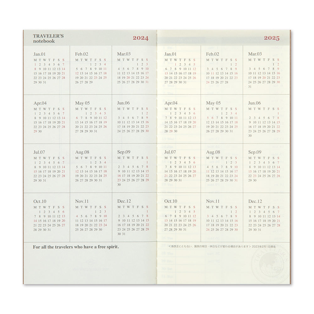 Traveler's Company - TRAVELER'S notebook Diary 2024  Ene-Dic | Regular Size | Agenda Semanal Vertical