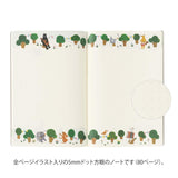 Midori - Yuru Log Notebook (B6) Cuaderno con Malla de Puntos | Forest Animal