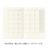 Midori - Yuru Log Notebook (B6) Planificador Mensual Sin Fechas | Free Diary Monthly