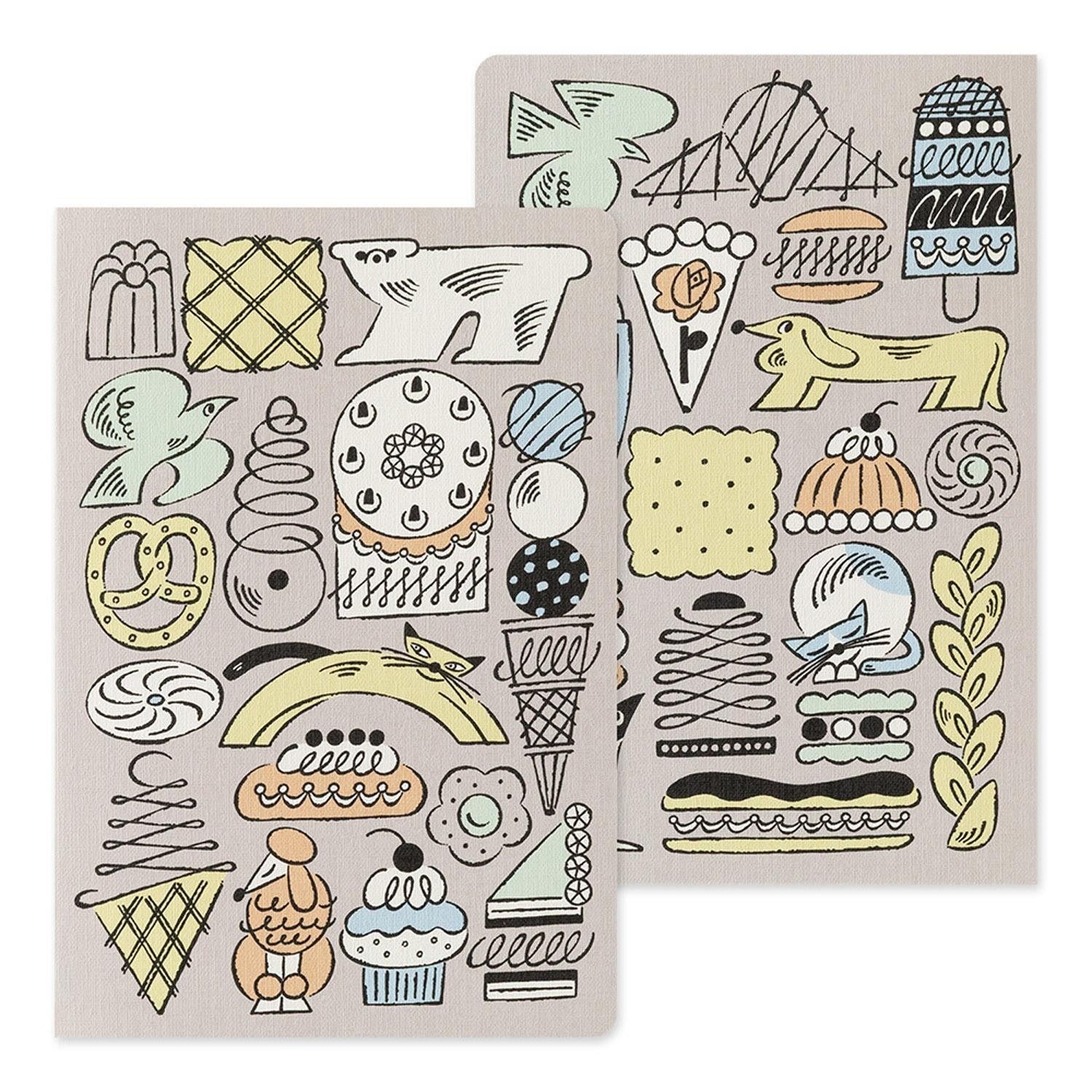 Midori - Yuru Log Notebook (B6) Cuaderno con Malla de Puntos| Sweets & Animals