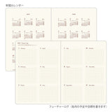 Midori - Agenda Hibino A6 2027 | Camel — interior, detalles y uso