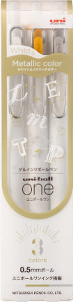 Uni-ball - Bolígrafo de Gel Uni-ball One Creative Color 0.5 mm | White Gold Silver 3C