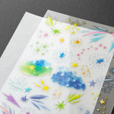 Midori - Pegatinas Transfer Sticker for Journaling | Watercolor Starry Sky