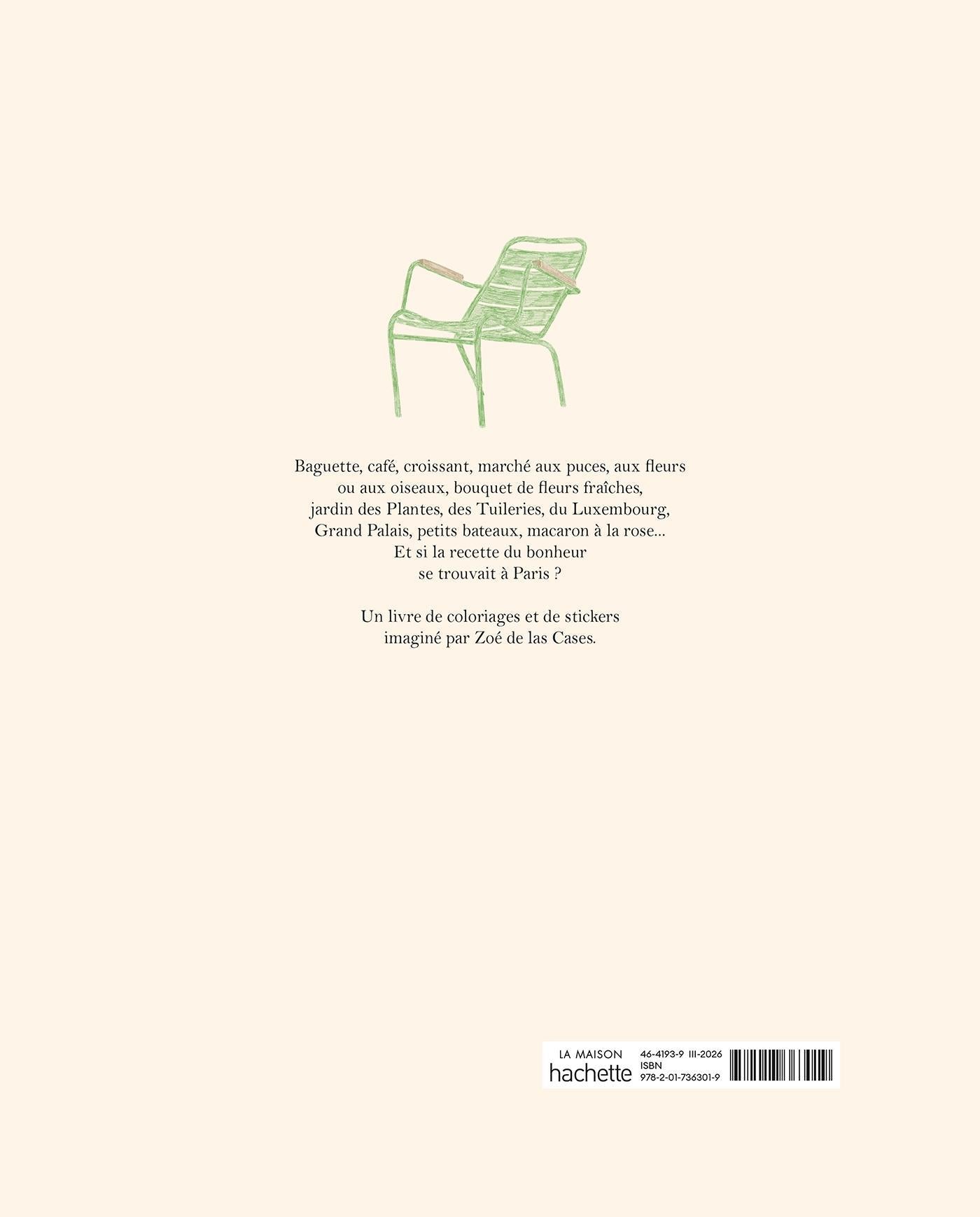 Libro para colorear y pegatinas Paris de Zoé de Las Cases – contraportada