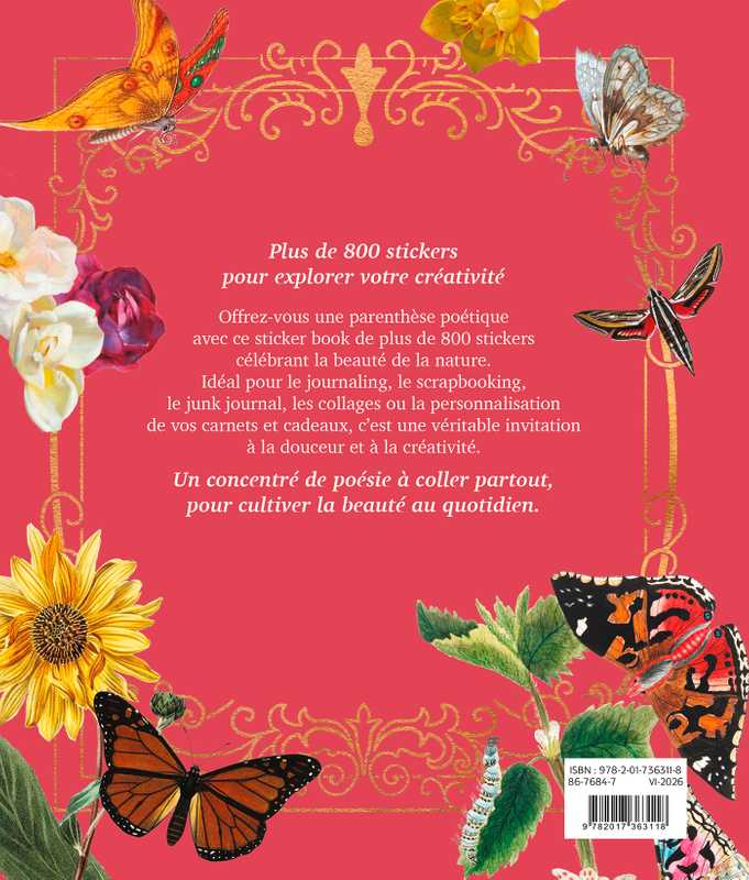 Hachette Pratique - Libro de Pegatinas | Sticker Treasury - Fleurs & Papillons — detalle 1