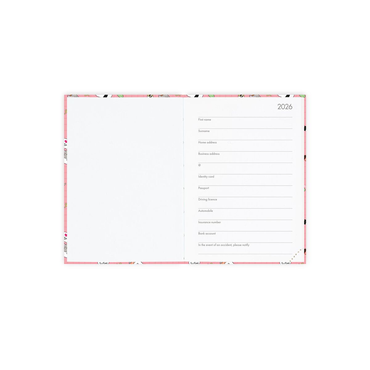 Agenda Diaria de 12 Meses 2026 - Small - Sushi Cat