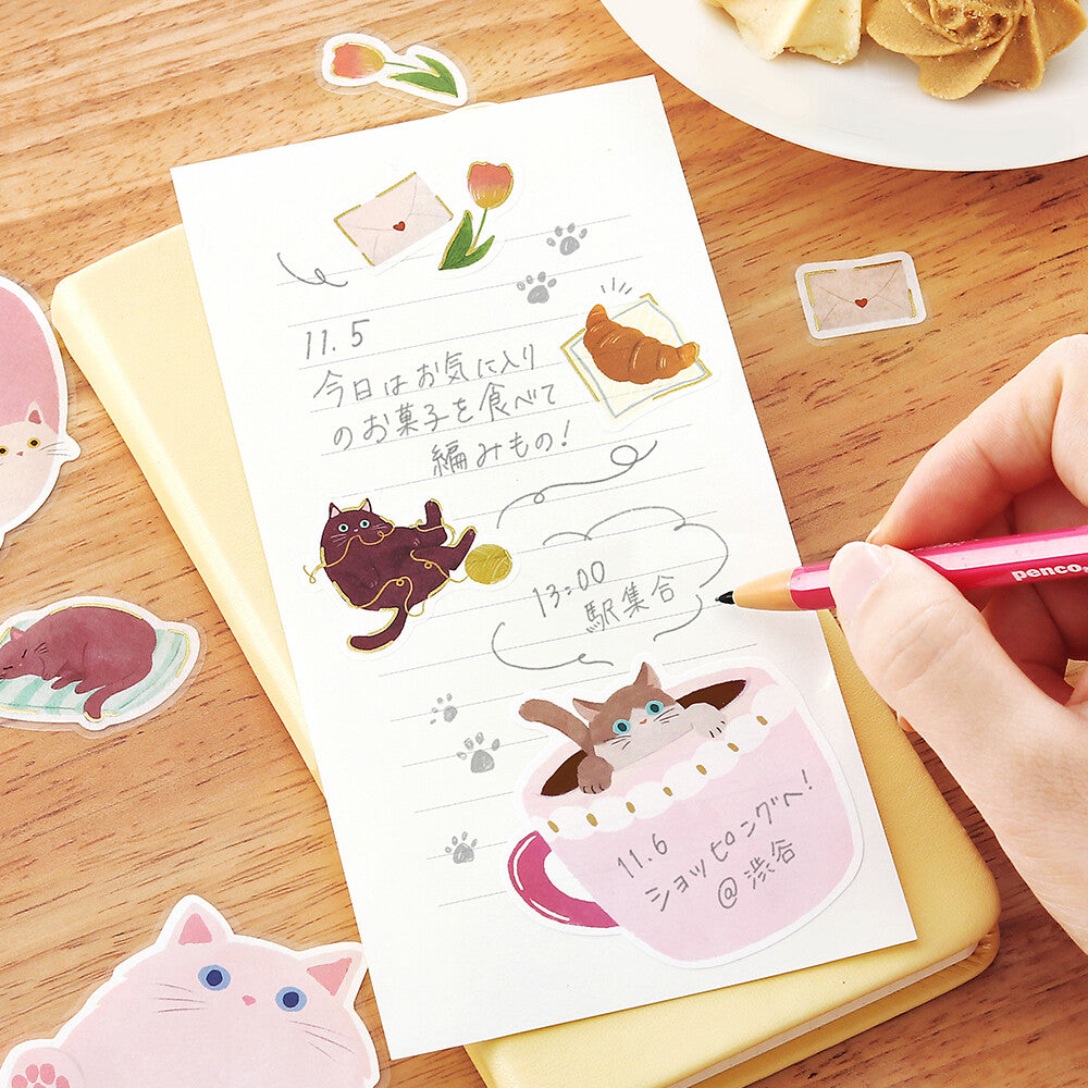 BGM - Pegatinas Memo Cat Diary | Pink