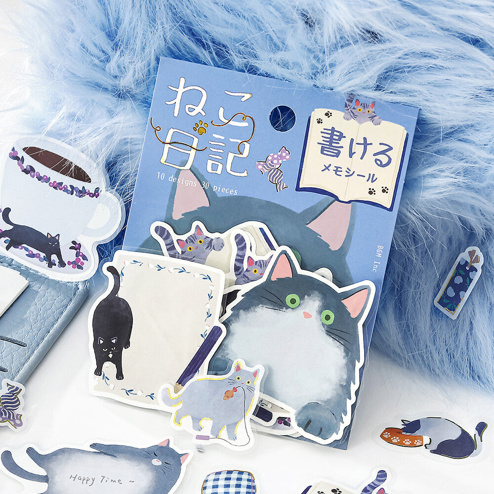 BGM - Pegatinas Memo Cat Diary | Blue