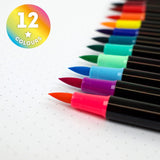Legami - Set de 12 Rotuladores con Punta de Pincel - Brush Markers | Bright