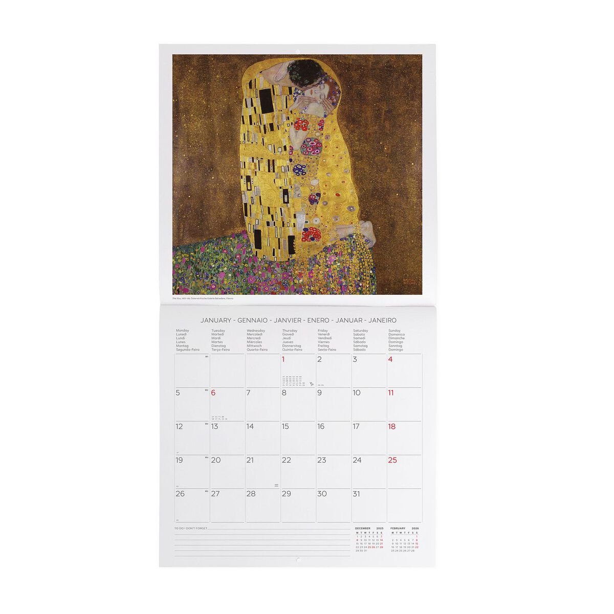 Calendario de Pared 2026 - Gustav Klimt (30 x 29 cm)