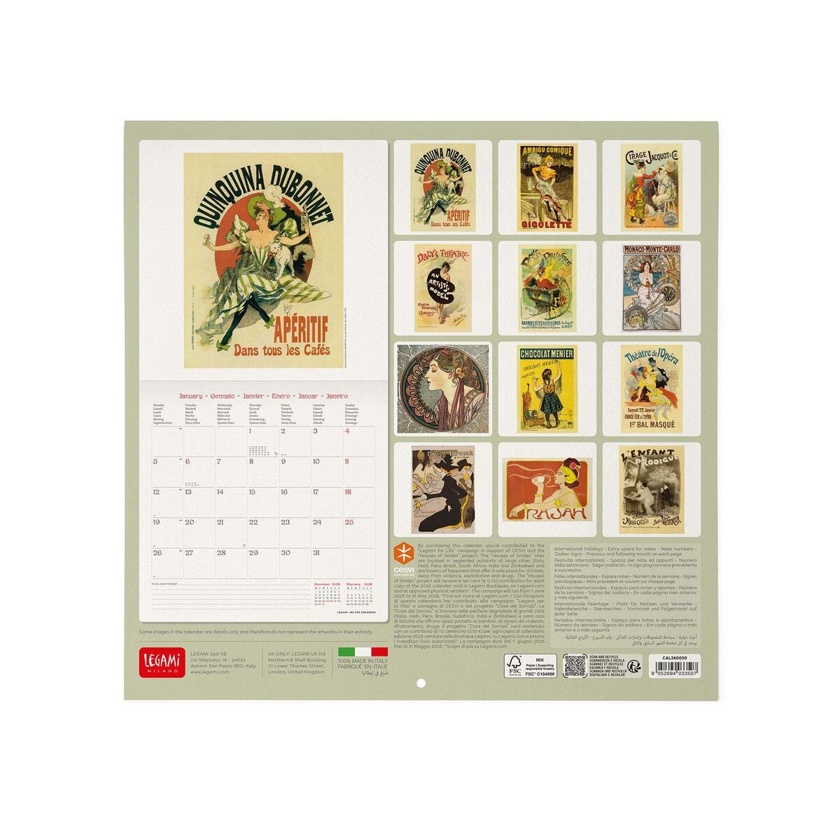 Calendario de Pared 2026 - Belle Époque (30 x 29 cm)