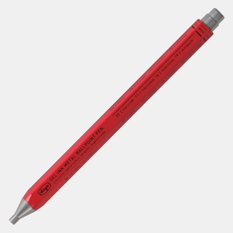 Mark's - Days Gel Ink Metal Pen Bolígrafo de Gel | Rojo