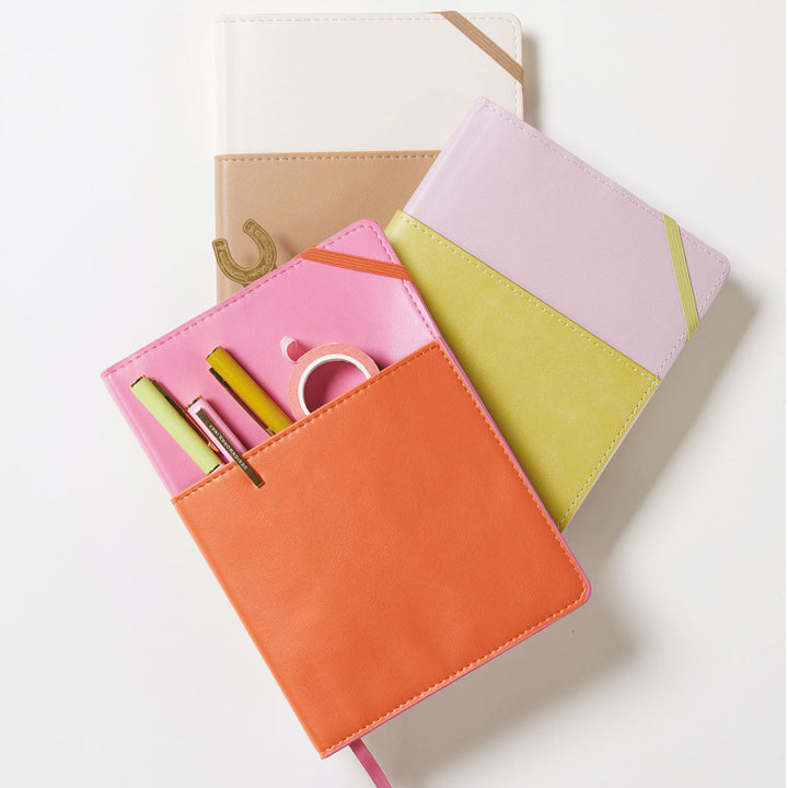 Designworks Ink - Vegan Leather Pocket Journal - Cuaderno con Líneas A5 | Pink + Chili