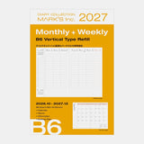 MARK'S - 2027 Vertical Weekly Planner Refill | B6