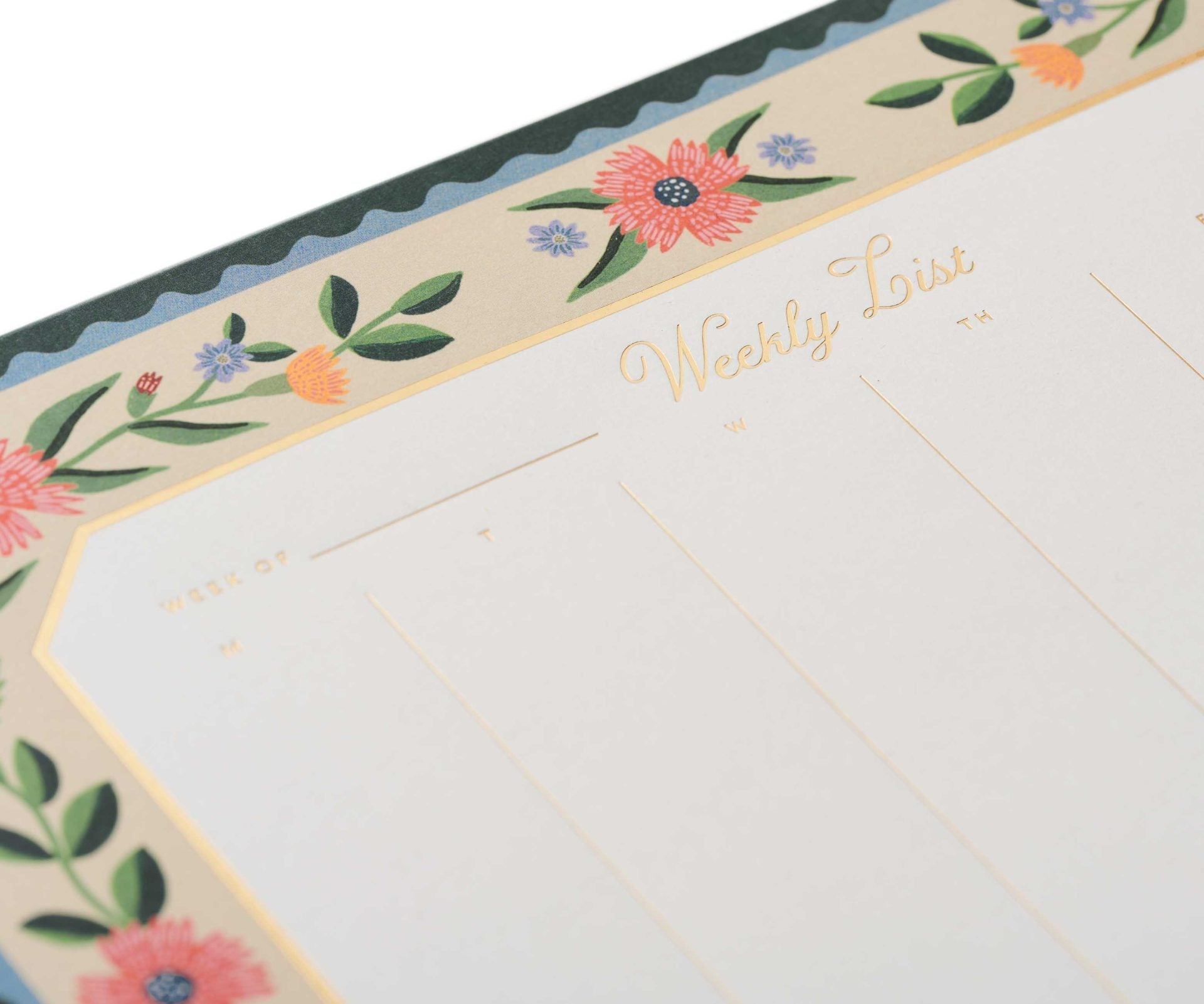 Detalle del borde floral del planificador Aster