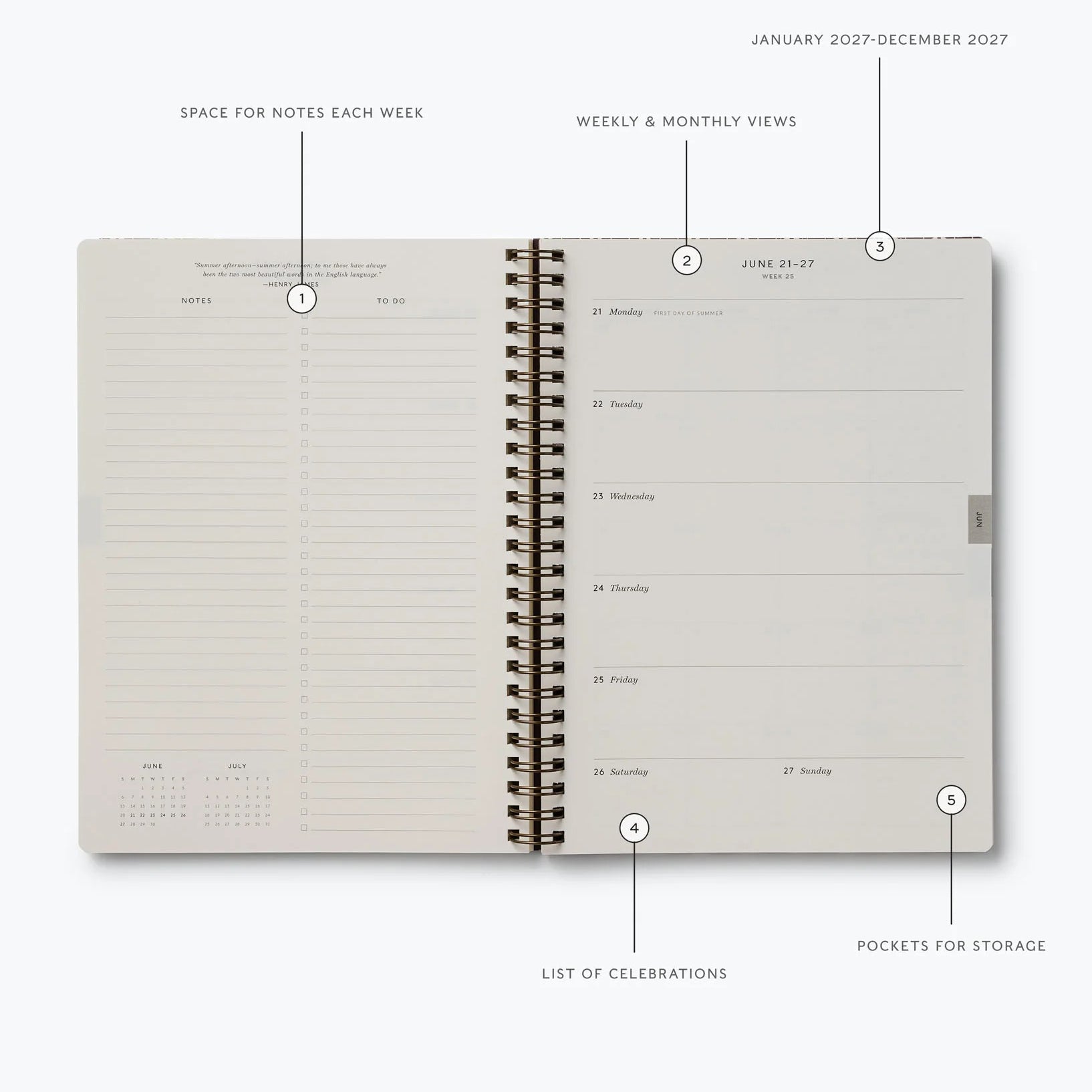 Rifle Paper Co. - Agenda Semanal 2027 | Sage Hydrangea