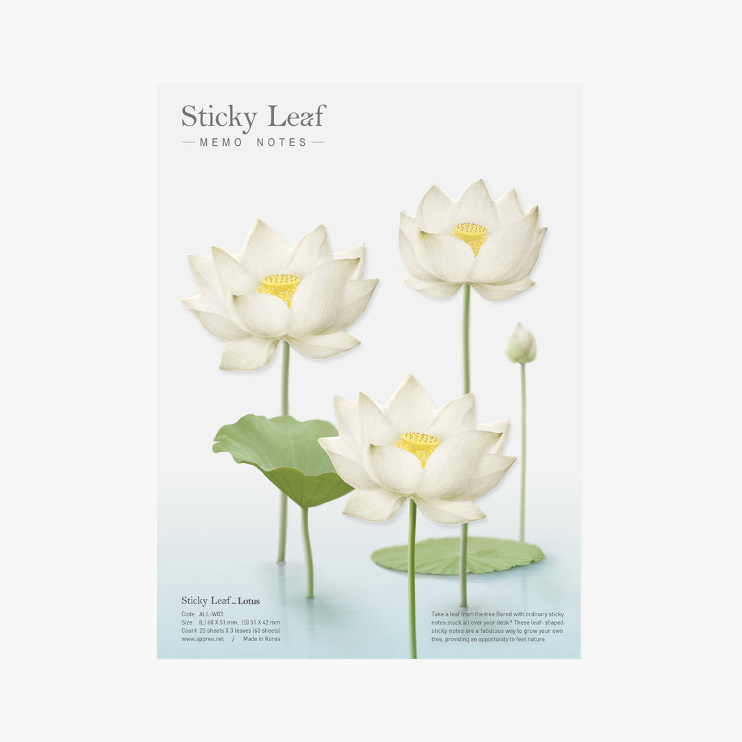 Appree - Notas Adhesivas | Flor de Loto Blanca | Tamaño L