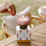 Paddywax – Bronzed Gardenia Tulip Glass Scented Candle 5.5oz/155g | Purple and Green Glass Candle