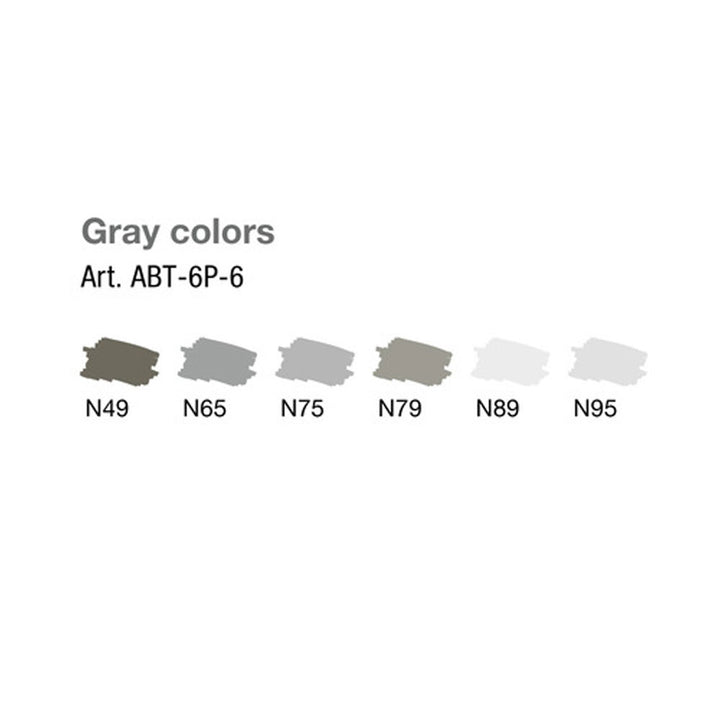 Set of 6 ABT Dual Brush Markers | Gray colors 