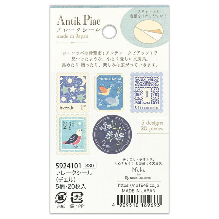 NB Co. Japan - Antik Piac Pegatinas de Sellos Vintage | Azul