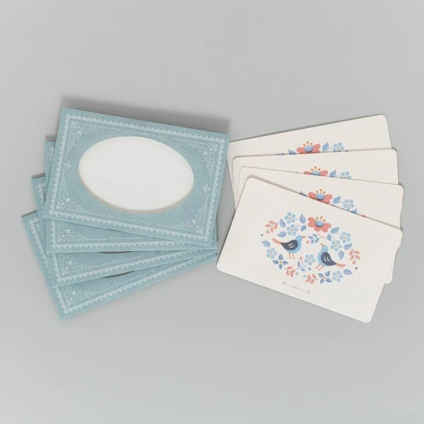 NB Co. Japan - Antik Piac Pack de 4 Mini Tarjetas de felicitación Cualquier Ocasión | Azul