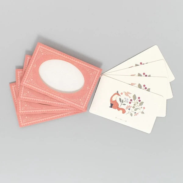 NB Co. Japan - Antik Piac Pack de 4 Mini Tarjetas de felicitación Cualquier Ocasión | Rosa