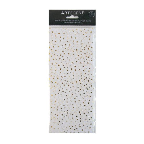 ARTEBENE -  Papel de seda 50x76 | Blanco y dorado