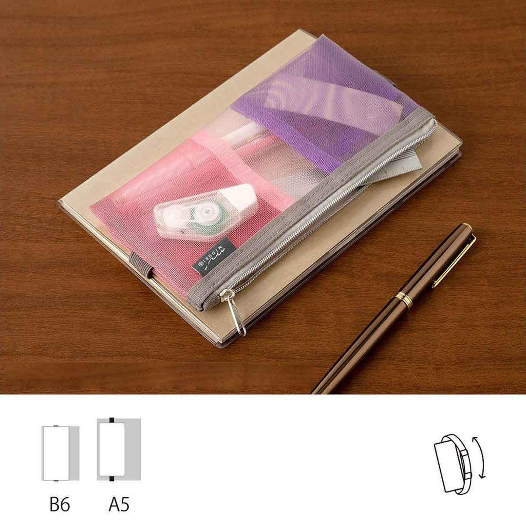 Midori - Book Band Mesh Pencase Estuche Lápices | Pink