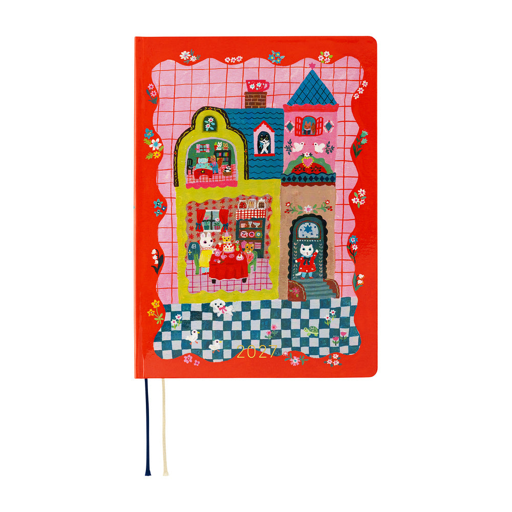 Hobonichi - Agenda HON 2027 A5 en inglés | Yumi Kitagishi: White Cat and Rabbit’s Tea Room