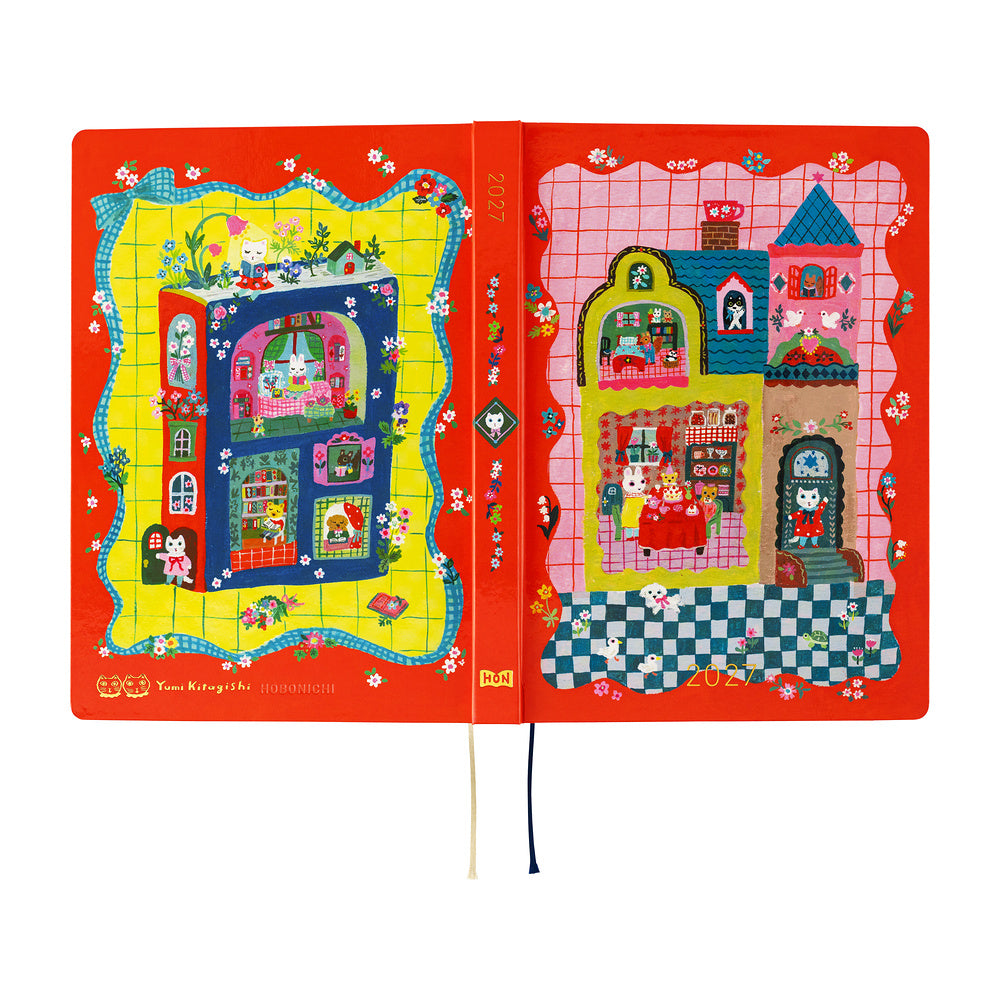 Hobonichi - Agenda HON 2027 A5 en inglés | Yumi Kitagishi: White Cat and Rabbit’s Tea Room · detalle 3