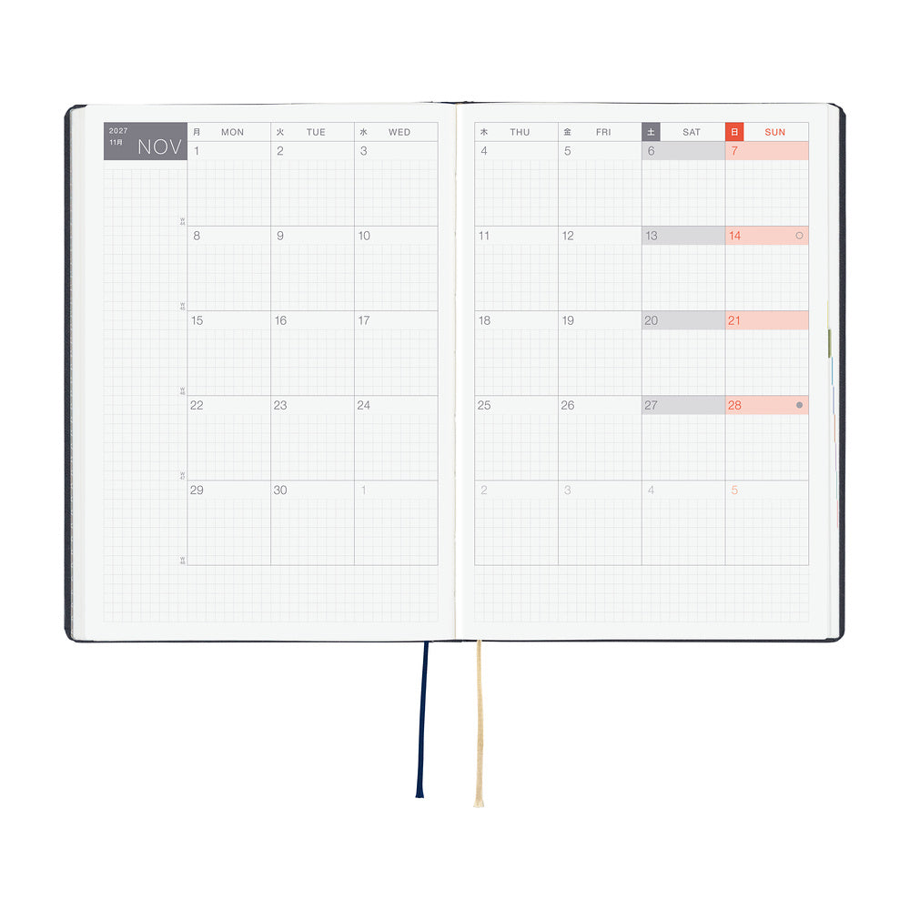 Hobonichi - Agenda HON 2027 A5 en inglés | Slash (Navy) · detalle 4