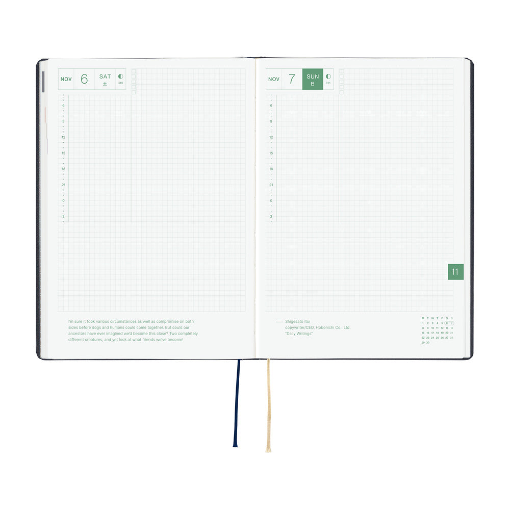 Hobonichi - Agenda HON 2027 A5 en inglés | Slash (Navy) · detalle 6