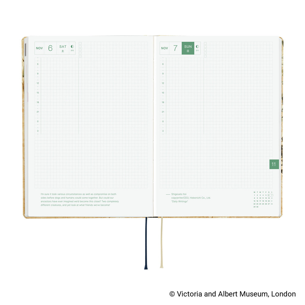 Hobonichi - Agenda HON 2027 A5 en inglés | V&A Series: Vine · detalle 6
