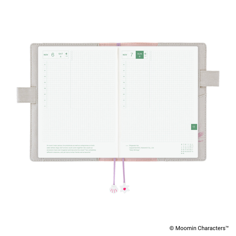 Hobonichi - Funda A5 Cousin | Moomin: My Yard (Pink Gray) · detalle 8