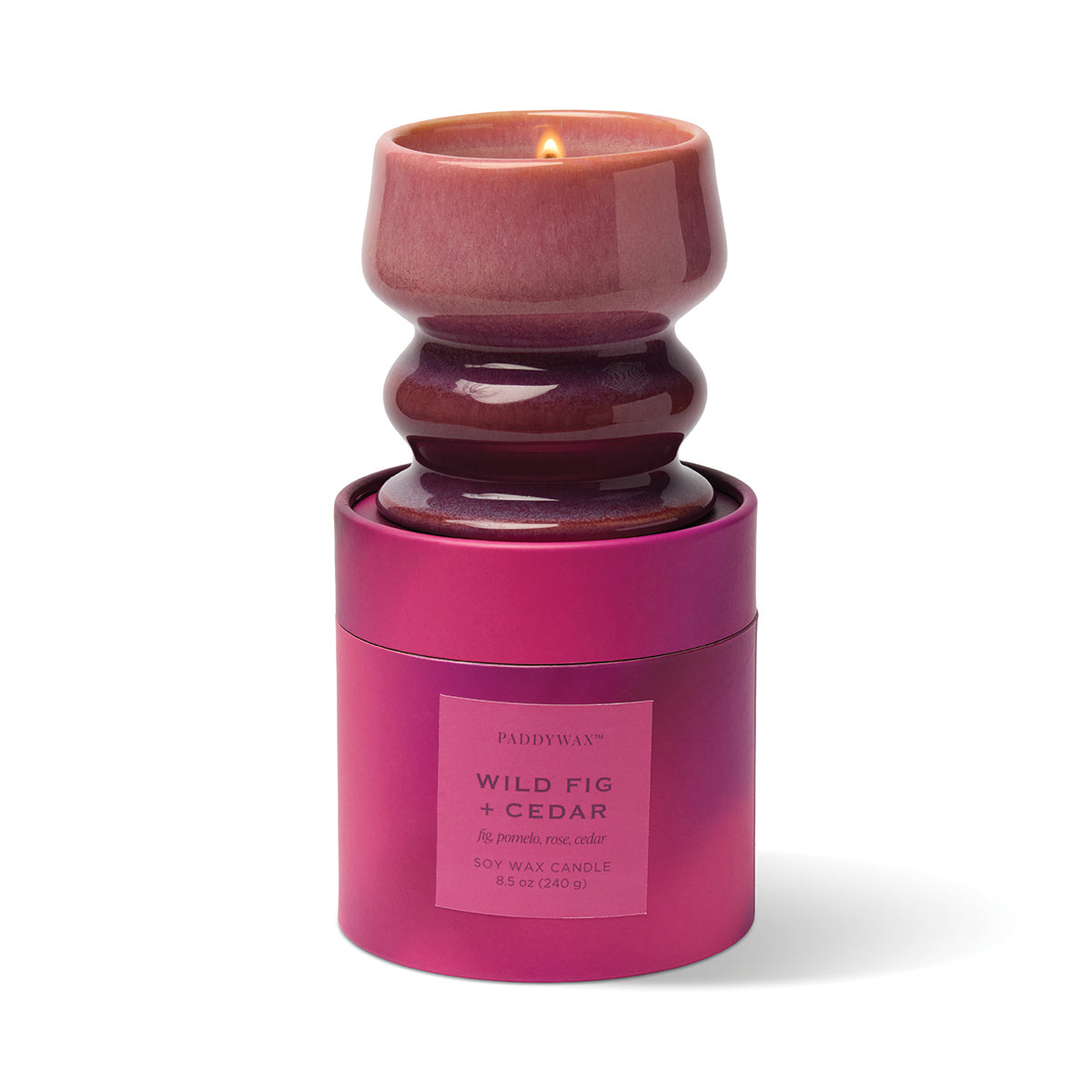 Paddywax – Vela Aromática Melt de Cerámica 8.5oz/240g | Ombre Purple/Pink - Wild Fig & Cedar – imagen 2