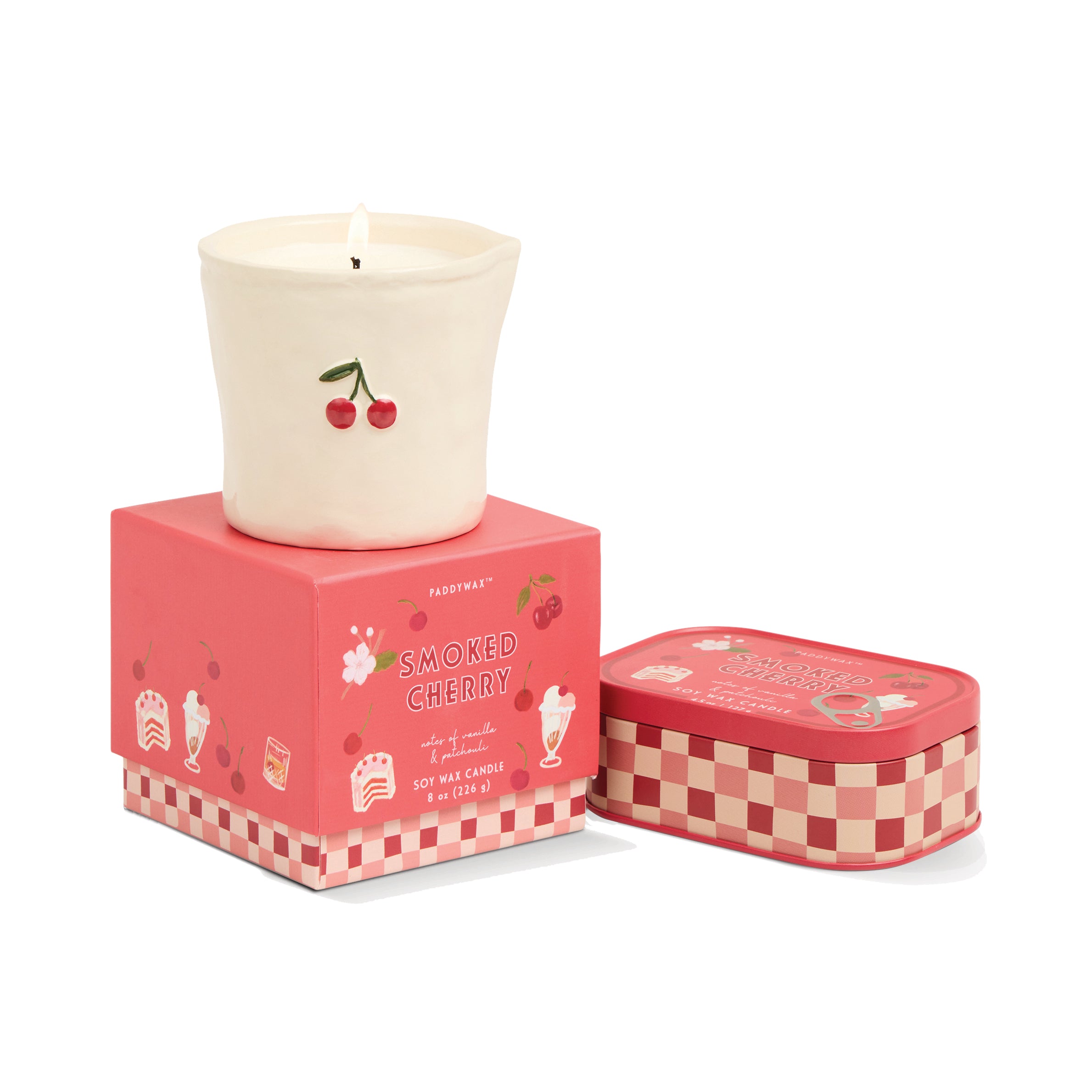 Paddywax – Vela Aromática 4.5oz/127g Printed Tin Candle Bistro | Smoked Cherry – imagen 3