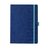 ARTEBENE - MAJOIE Cuaderno con Goma de Cierre A5 Piel Vegana Croc | Hojas con puntos | Blue