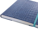 ARTEBENE - MAJOIE Cuaderno con Goma de Cierre A5 Piel Vegana Croc | Hojas con puntos | Blue