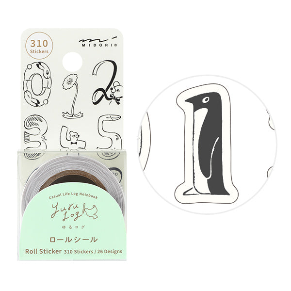 MIDORI - Roll Sticker Yuru Log | Numbers