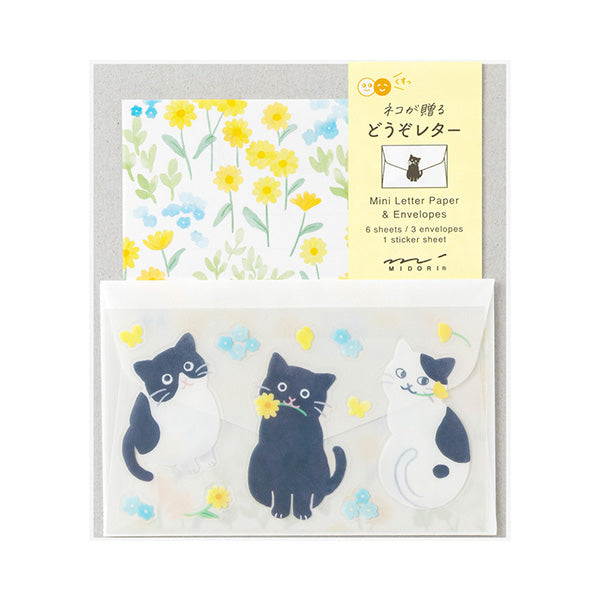 Midori - Mini Letter Paper & Envelopes with Stickers 943 For You Cat