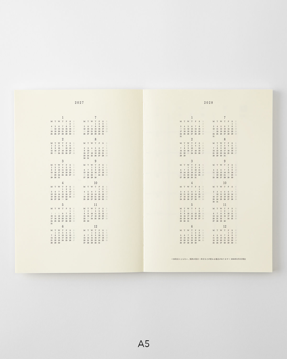 MD Product - Agenda mensual MD Notebook Diary 2027 | A5 · páginas interiores
